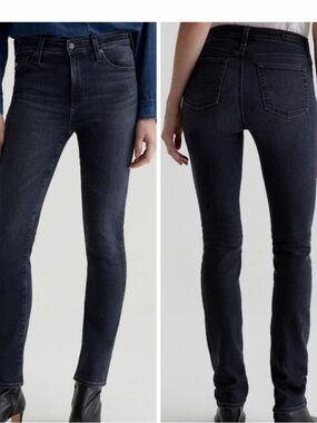 AG Mari Slim Straight Edgy Stylish Faded Black Denim Jeans Size 26